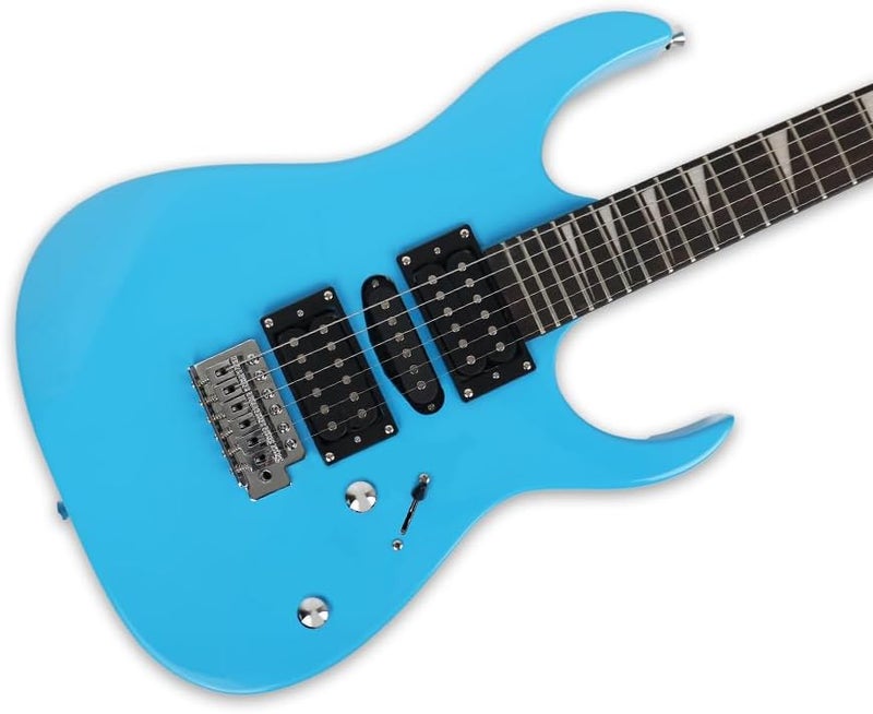 demusea electric guitar 24frets single tremolo HSH pickups maple neck phoenix body 25.5inch scale length glossy blue color 1V 1T 5ways toggle for starter beginner party show(YIB30SD-BLUE) - Image 1